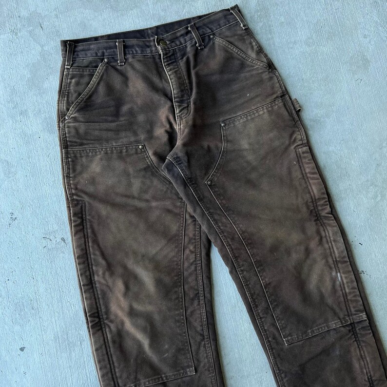 Carhartt faded brown insulated double knee work wear carpenter pants image 2