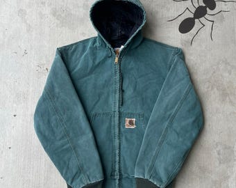 Carhartt JQ243 green hooded work wear jacket