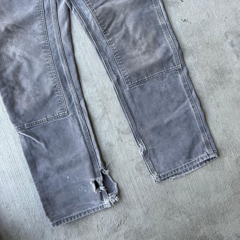 Carhartt faded gray double knee work wear carpenter pants 33x34 image 3