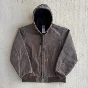 Carhartt J130 CHT brown hooded work wear jacket Medium