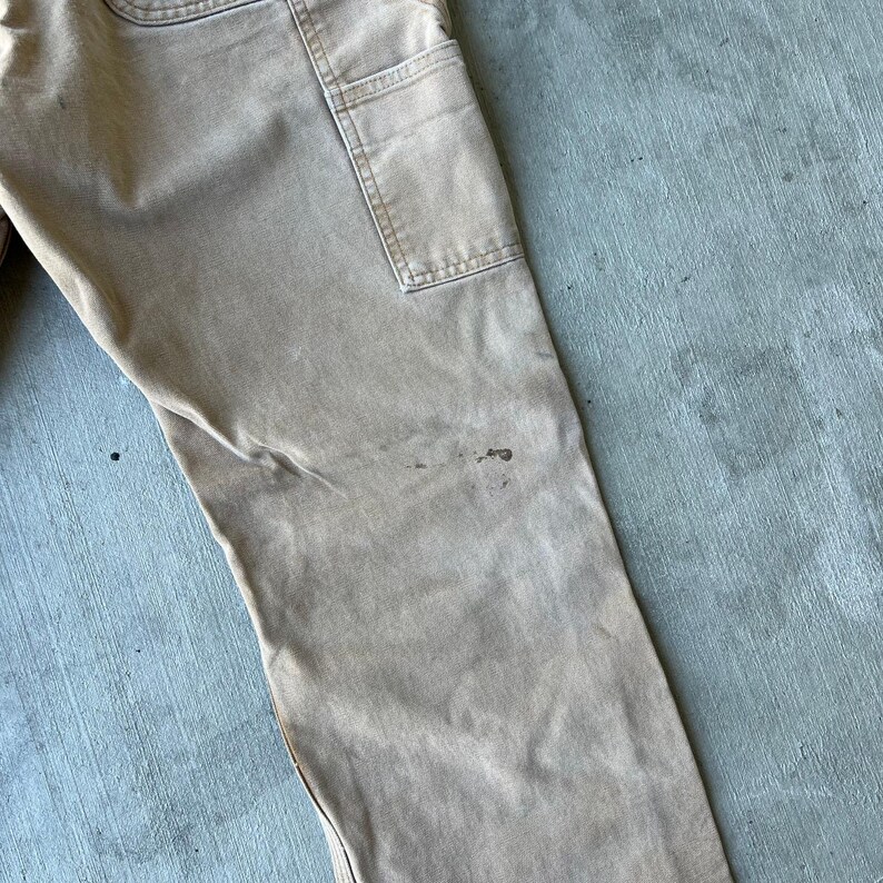 Pantalones de carpintero Carhartt de trabajo con doble rodilla descolorida en marrón, talla 32 x 32 imagen 10