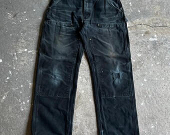 Carhartt vervaagde zwarte double knee werkkleding timmermansbroek