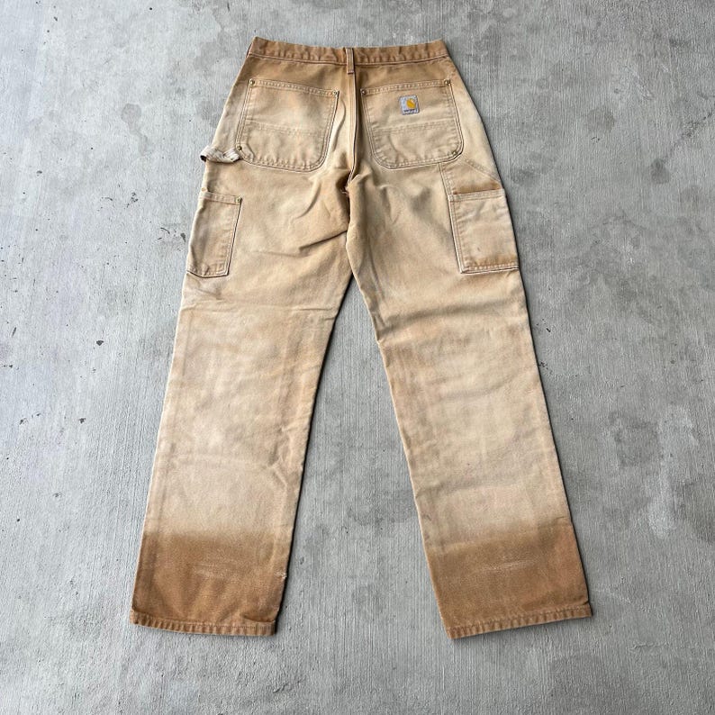 Pantalones de carpintero de trabajo Carhartt de color marrón descolorido con doble rodilla imagen 5