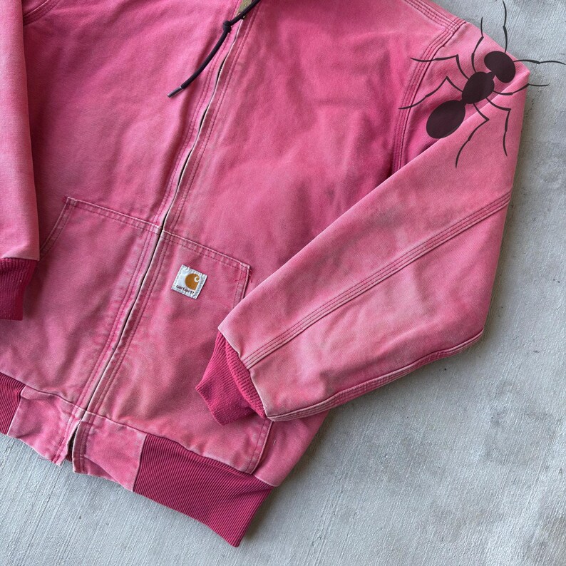 Chaqueta de trabajo con capucha rosa vintage Carhartt WJ130 para mujer Y2K imagen 2
