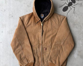 Chaqueta de trabajo Carhartt J130 marrón con capucha, talla M