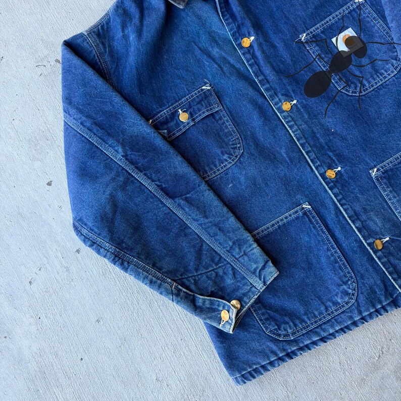 Carhartt denim large chore work wear jacket image 2