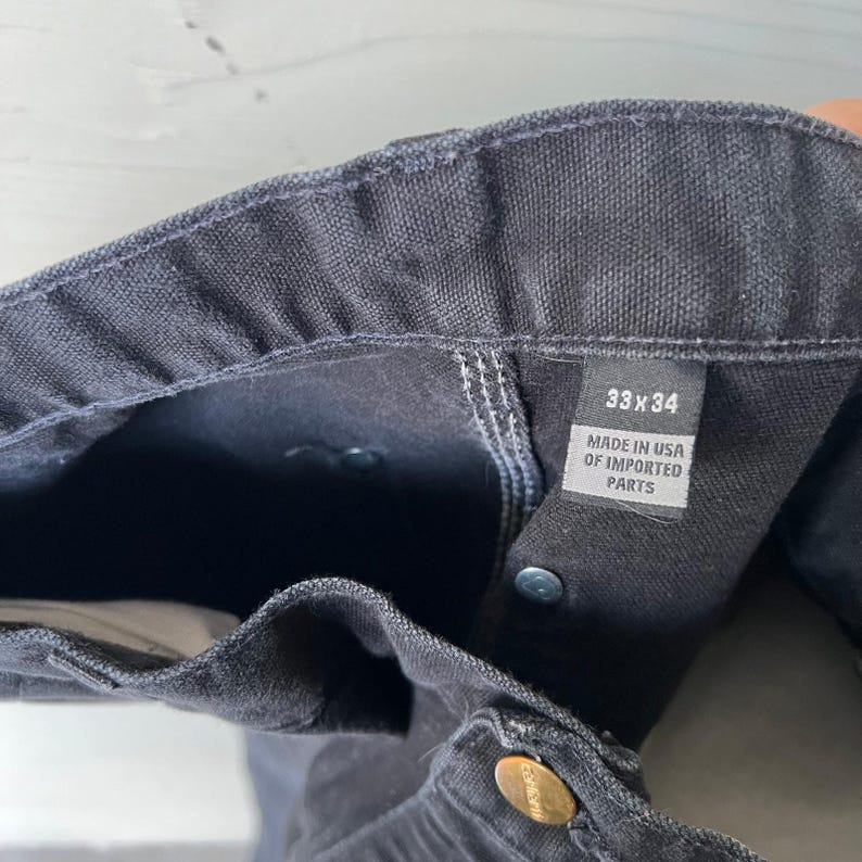 Pantalones de carpintero de trabajo Carhartt negros con doble rodilla imagen 4