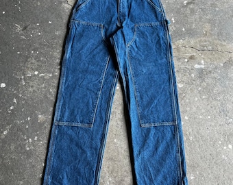 Carhartt blue denim jeans double knee work wear carpenter pants 34x34
