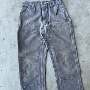 Carhartt faded gray double knee work wear carpenter pants 33x34 image 2