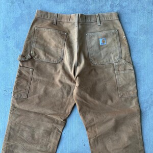 Pantalones de carpintero Carhartt marrones con doble rodilla, talla 40x34 imagen 6