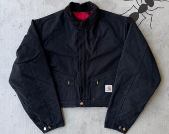 Carhartt black cropped Detroit style work wear jacket Large