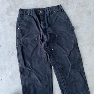 Pantalones de carpintero de trabajo Carhartt negros con doble rodilla imagen 2