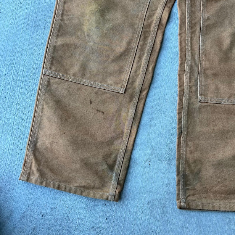 Pantalones de carpintero Carhartt marrones con doble rodilla, talla 40x34 imagen 4