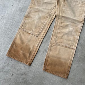 Pantalones de carpintero de trabajo Carhartt de color marrón descolorido con doble rodilla imagen 4