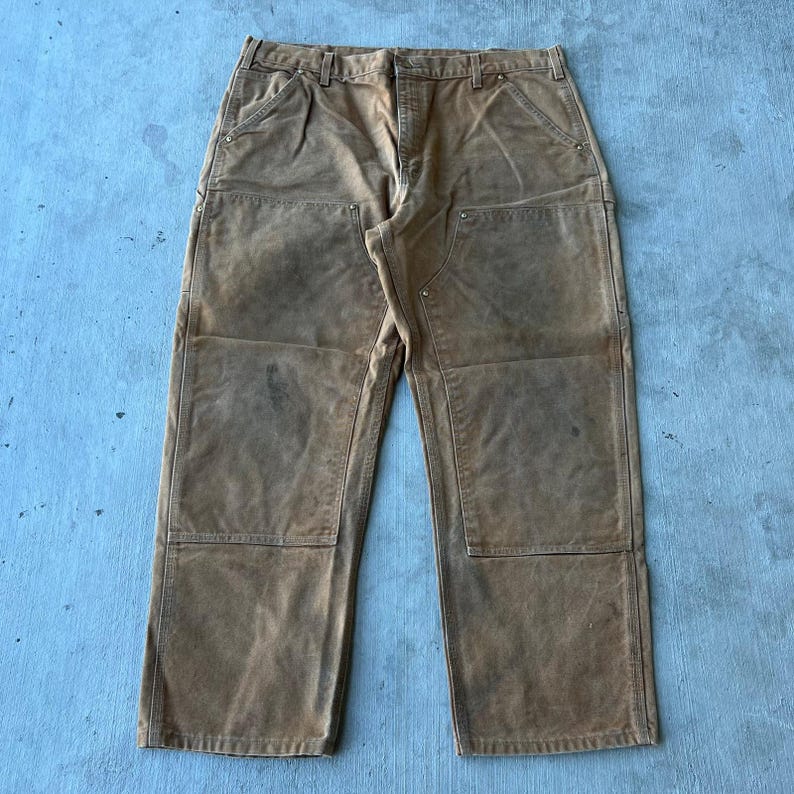 Carhartt brown double knee work wear carpenter pants 40x30 image 1