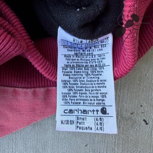 Chaqueta de trabajo con capucha rosa vintage Carhartt WJ130 para mujer Y2K imagen 5