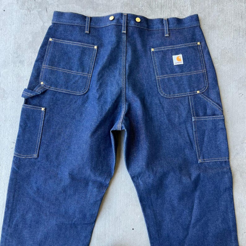 Carhartt blue denim jeans double knee work wear carpenter pants image 7