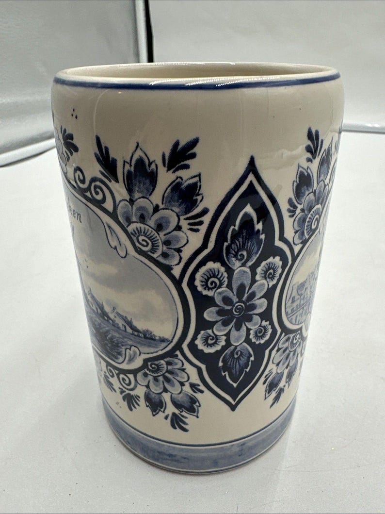 Vintage Heineken Hand Painted Delft Blue Stein Beer Mug Made in Holland image 4