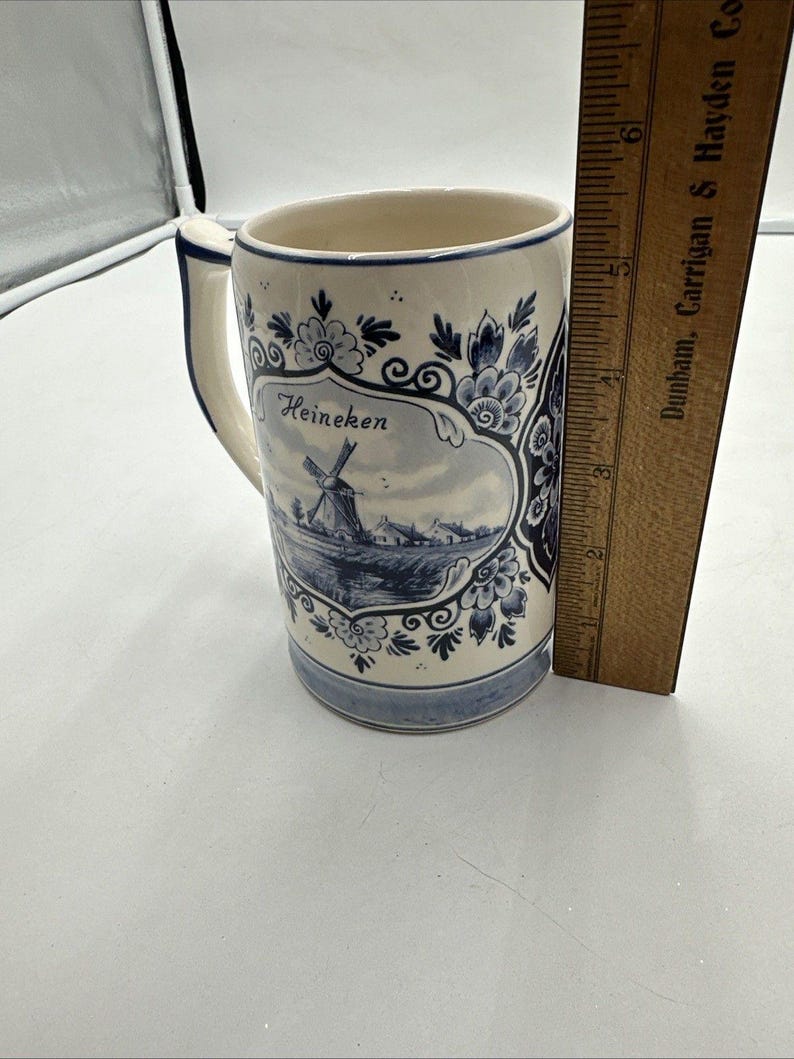 Vintage Heineken Hand Painted Delft Blue Stein Beer Mug Made in Holland image 7