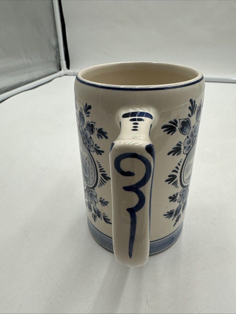 Vintage Heineken Hand Painted Delft Blue Stein Beer Mug Made in Holland image 2