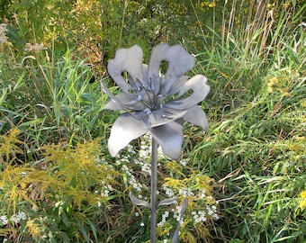 Large Metal Hibiscus Garden Art - Steel Flower Sculpture