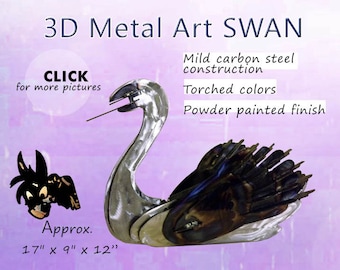 Metal Art Swan: 3D Steel Garden Decor (17x9x12)