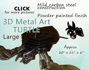 Large Metal Turtle Art: Powder-Coated Garden Decor (20x21x6)