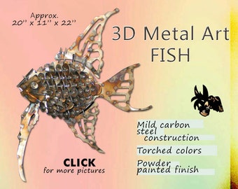 Steel Art Fish: Powder-Coated Metal Garden Decor (20x11x22)