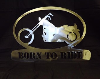 Born To Ride Motorcycle Steel Sign: Metal Art
