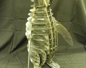 Steel Penguin Sculpture: Metal Art, Home or Garden Decor