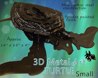 Small Metal Art Turtle: Powder Coated Garden Decor