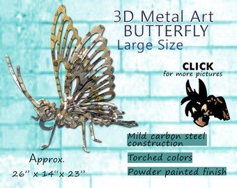 LARGE Metal Art Butterfly, Steel Art Butterfly, Garden Art Butterfly by Brown-Donkey Designs
