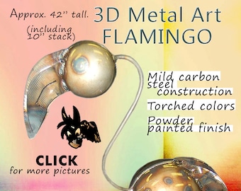 3D Metal Art Flamingo: Torched Steel Yard Garden Decor (42")