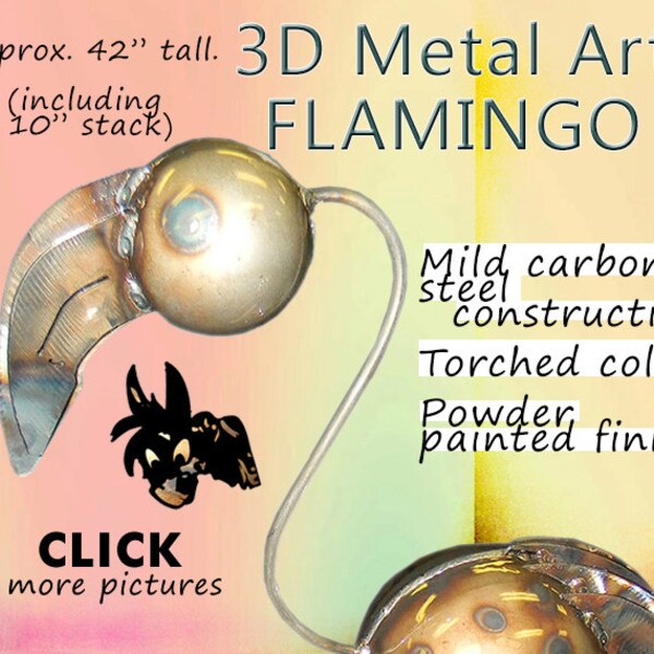 Flamingo Metal Art, Yard Art Flamingo, Gardening Art Flamingo by Brown-Donkey Designs