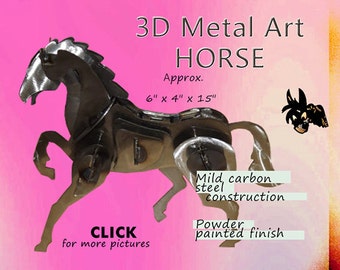 Steel Horse Sculpture: Metal Art Yard Decor (6x4x15)