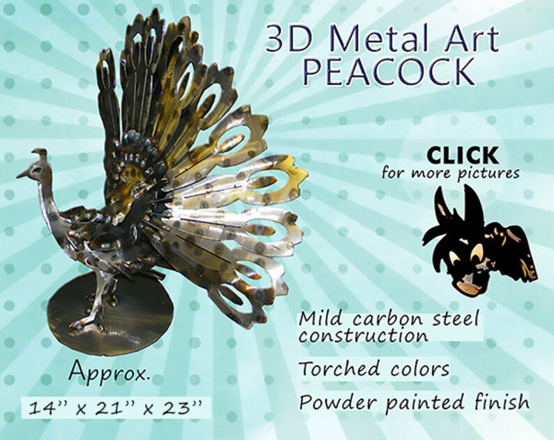 Metal Art Peacock, Garden Art image 1
