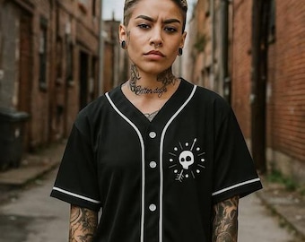 Skull arrow unisex baseball jersey (black)