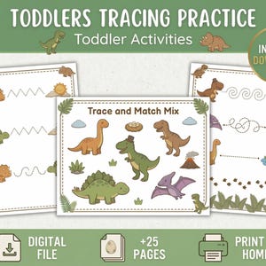 30 Preschool Line Tracing Worksheets Bundle, Fine Motor Pre-Writing Practice Printable for Toddlers (PDF)