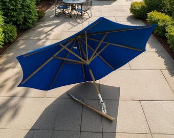 Galtech Octagonal Teak Patio Market Umbrella with Crank Lift & Rotational Tilt