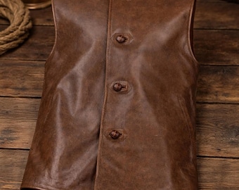 WW1 & WW2 British Army Leather Jerkin – Brown Real Leather Jerkin Repro, Military Jacket