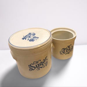 Vintage Pfaltzgraff Village Stoneware Sugar Tea Canisters – Repurposed Planters Holders