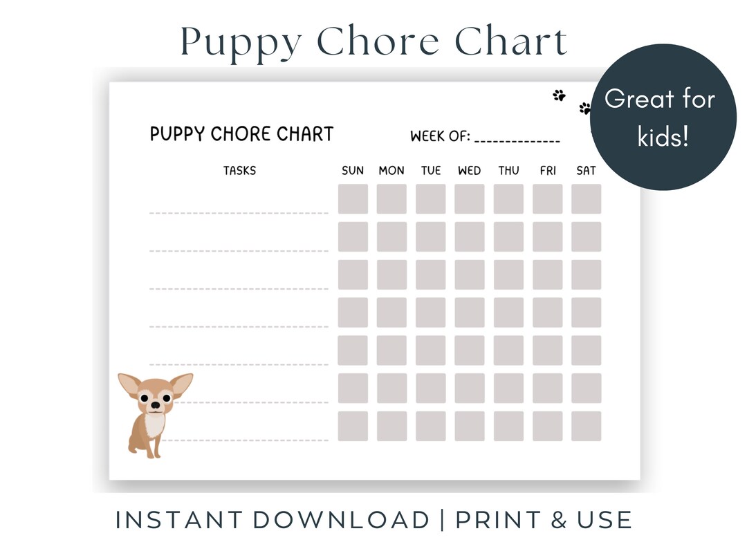 Chihuahua Dog Puppy Chore Chart Kids Chore Chart New Puppy - Etsy