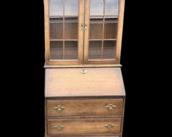 Jasper Cabinet Secretary Desk, Drop Front, Glass Door Cabinet, Traditional Home Office