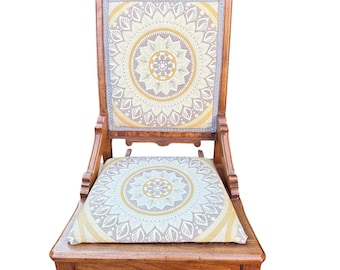 Antique Late 19th Century Rocking Chair with New Upholstery