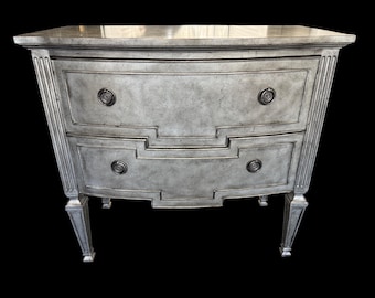 Fine Furniture Design Biltmore Nightstand, Silver Iron Gate, Fluted, Floral Inlay, Irsay