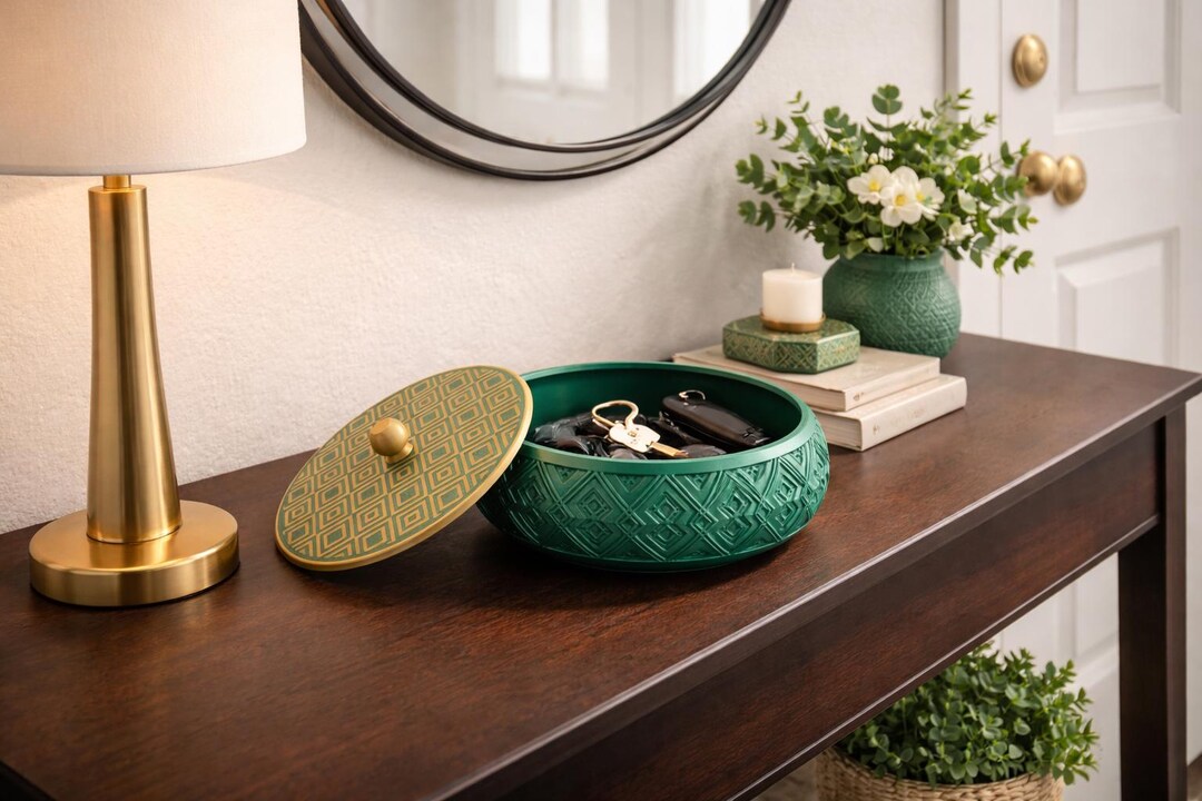 Decorative Modern Container (green/gold) - Etsy
