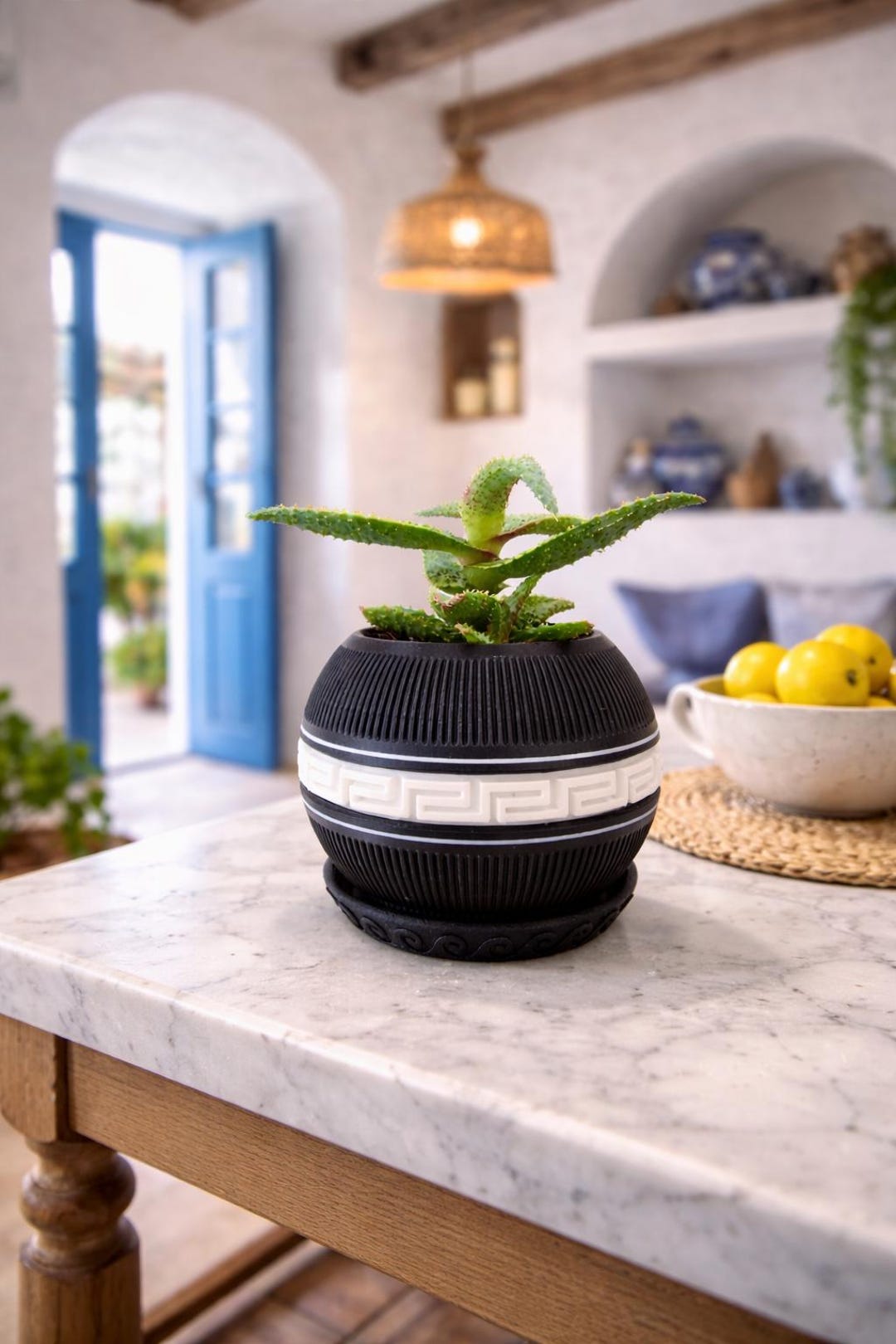Greek Key Pot for Small Flowers and Plants. - Etsy