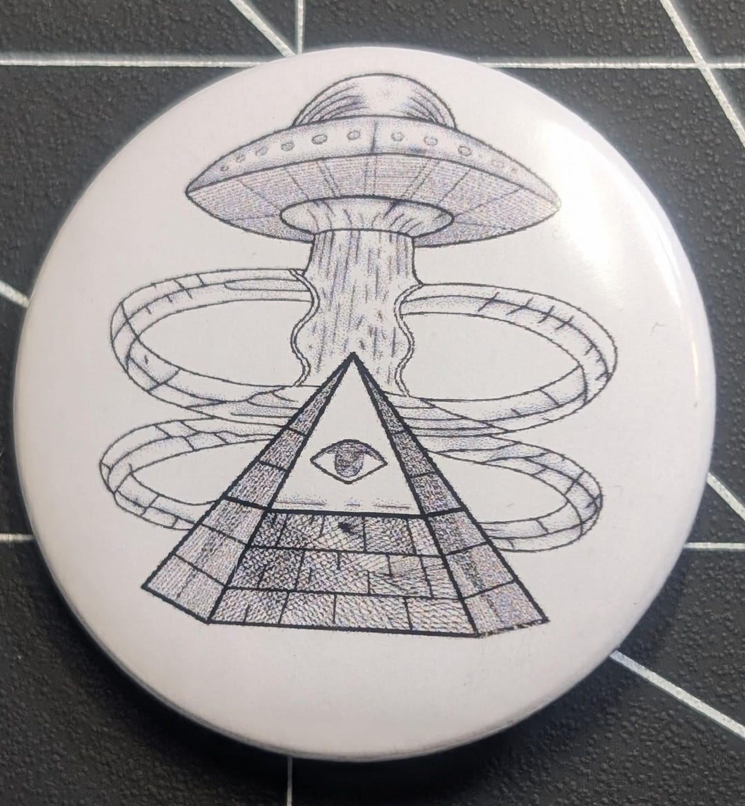 Pyramid Pin UFO Pyramid Pin | Original Artwork Button (1.25 Inch) - Etsy
