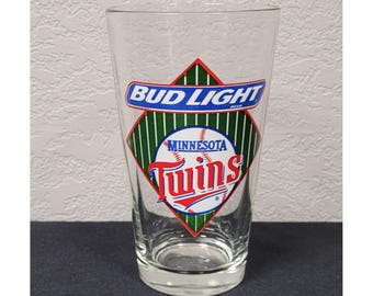 MLB Baseball Minnesota Twins Bud Light Pint Drinking Glass Vintage 1990s