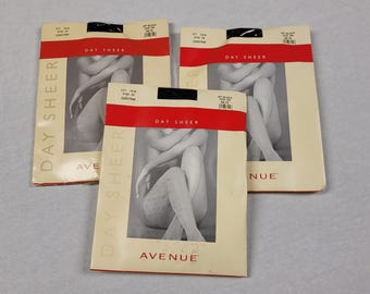 Vintage Avenue Day Sheer Pantyhose Jet Black Size EE Lot of 3 New in Package
